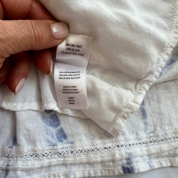 Rails Delilah White Linen Blend Midi Dress in Cloud Tie Dye Size L - Picture 11 of 12